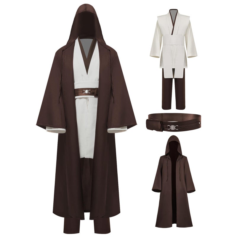 Wecos Tunic Hooded Robe Knight Costume Outfits Halloween Cosplay Costume for Mens Three Versions - Image 1